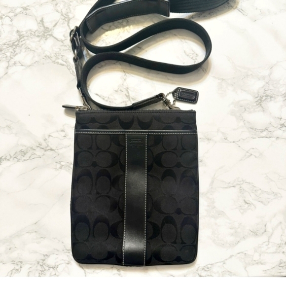Coach Handbags - Coach Signature jacquard leather accent crossbody bag black